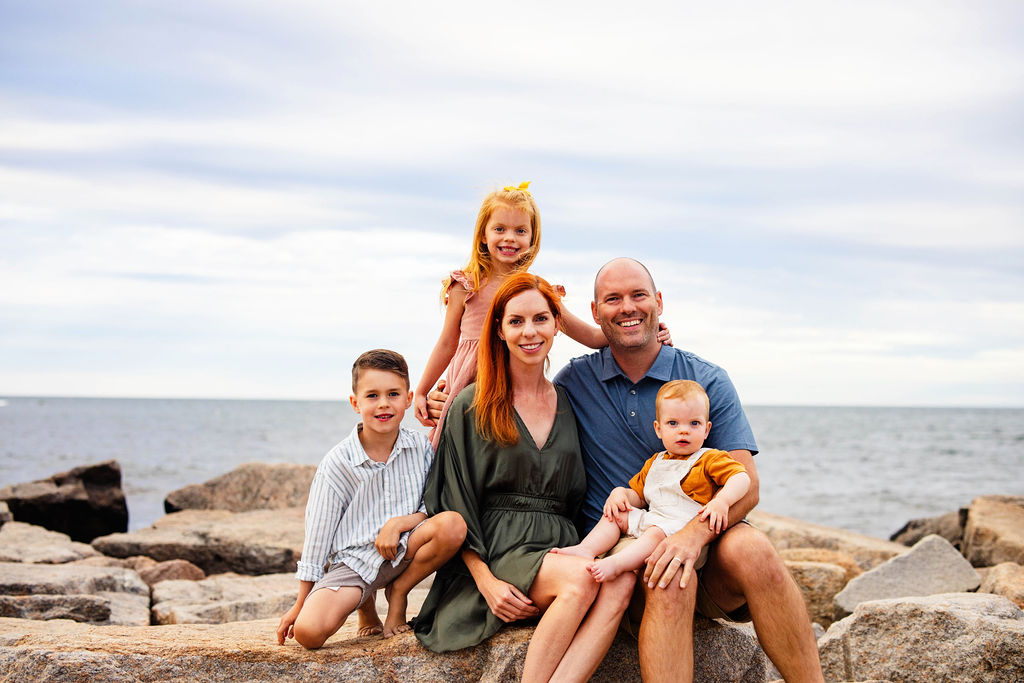 Family portrait session at beach in Narragansett, Rhode Island