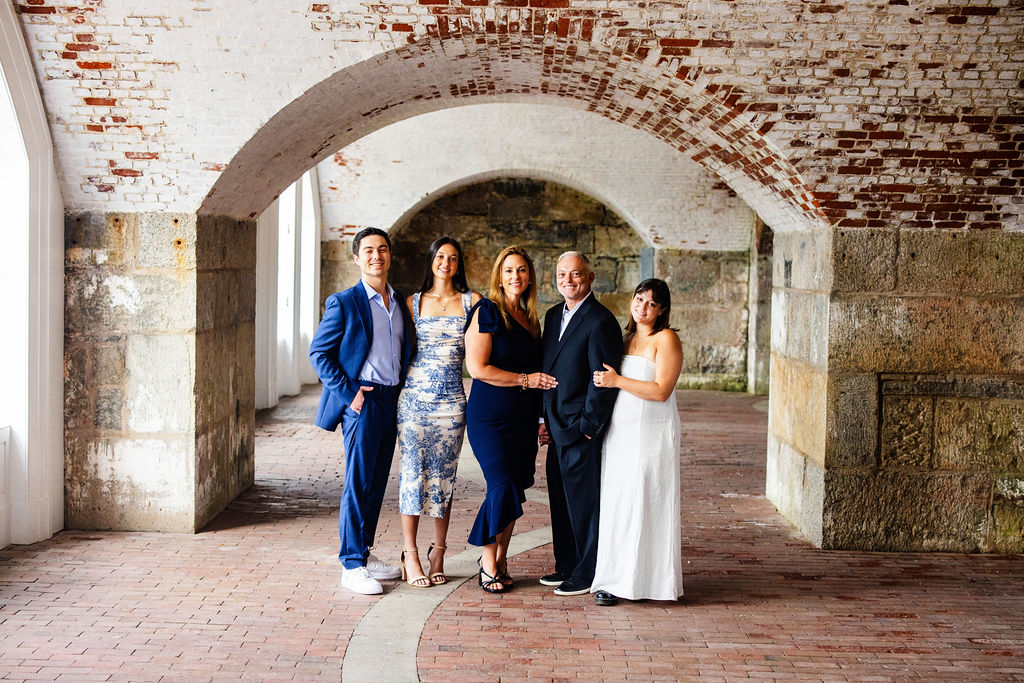 Family session inside Fort Adams in Newport, RI
