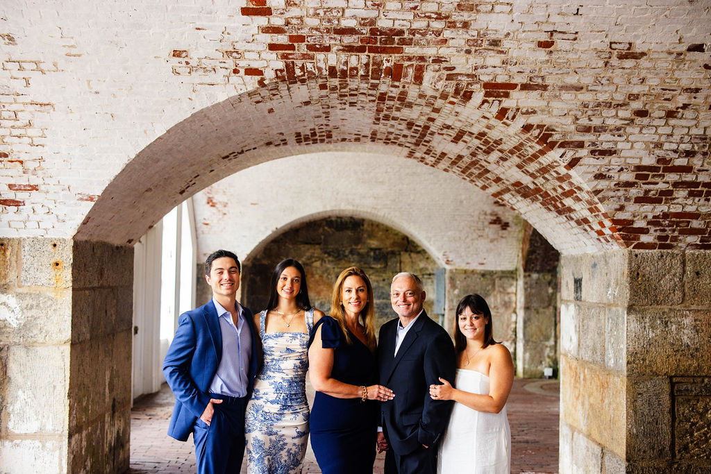 Family session inside Fort Adams in Newport, RI
