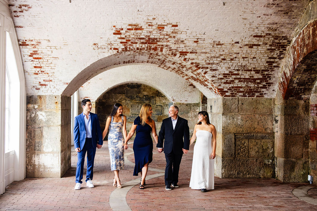 Family session inside Fort Adams in Newport, RI