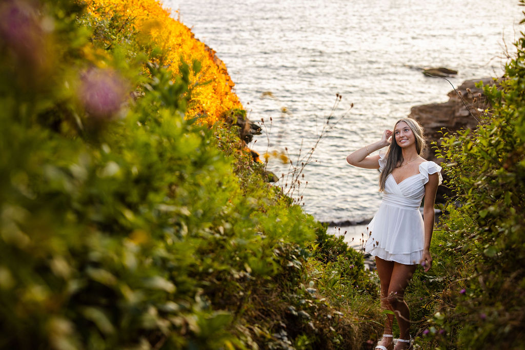 Senior Portrait Session on the water at Beavertail in Jamestown, RI