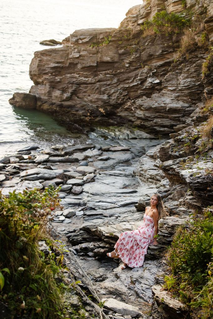 Senior Portrait Session on the water at Beavertail in Jamestown, RI