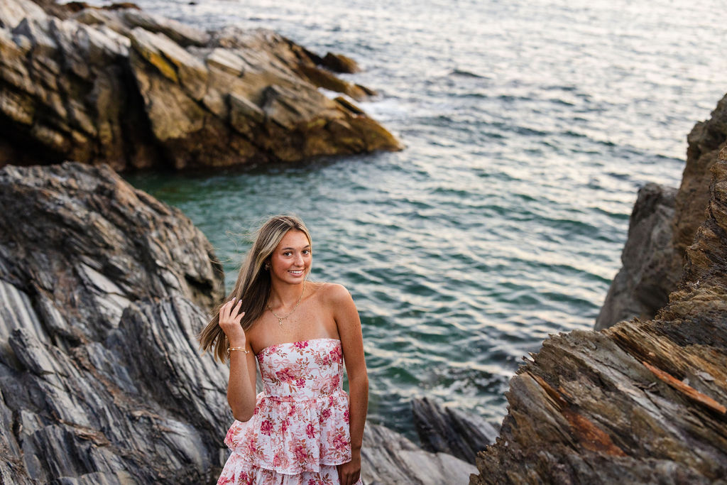 Senior Portrait Session on the water at Beavertail in Jamestown, RI