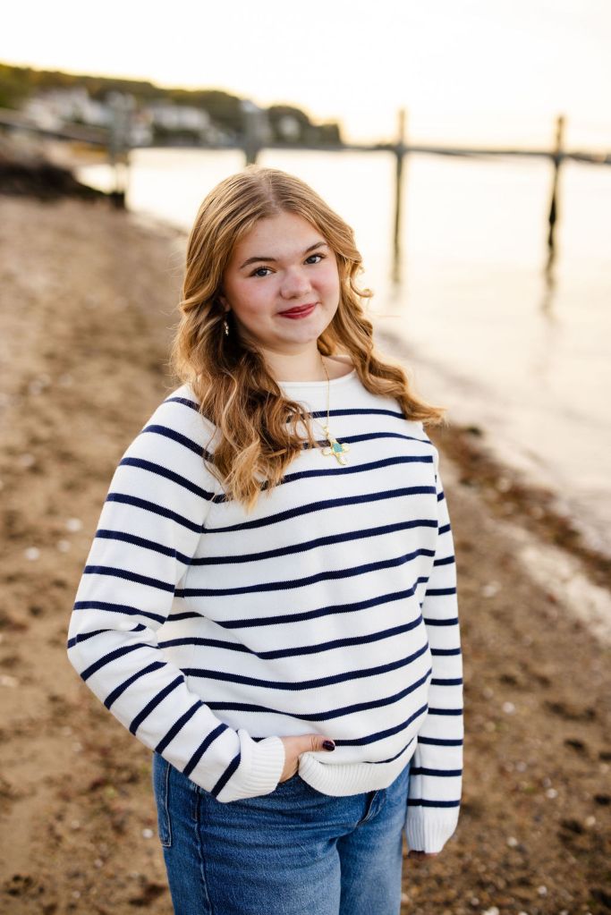 Senior portrait session on the beach in East Greenwich, RI