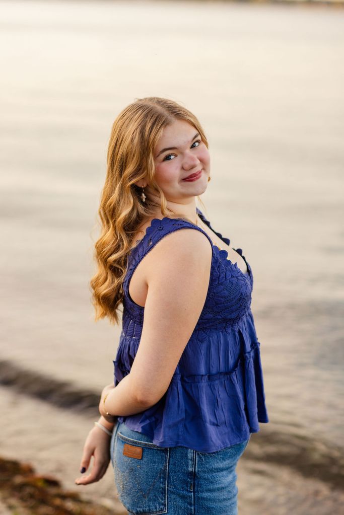 Senior portrait session on the beach in East Greenwich, RI