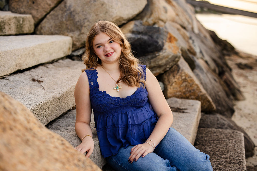 Senior portrait session on the beach in East Greenwich, RI