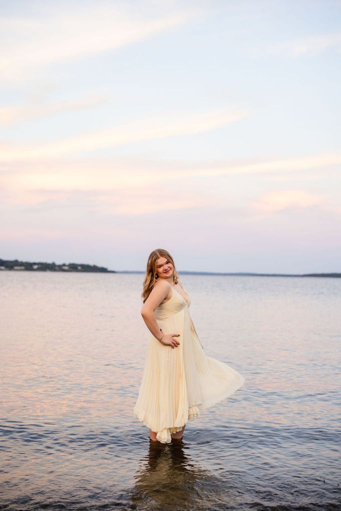 Senior portrait session on the beach in East Greenwich, RI